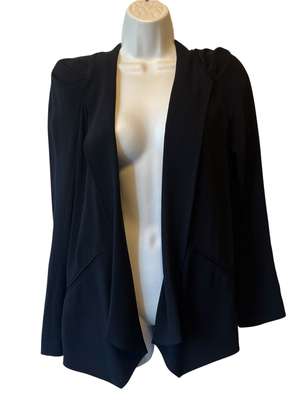 Vanessa Bruno blazer Jacket 38 Small Blue black Open front Acetate Silk lined